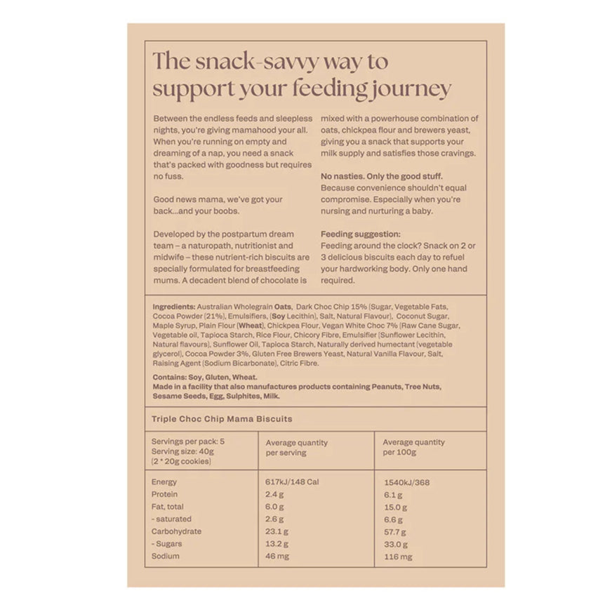 Franjos Kitchen Lactation Cookies Mama Biscuits - Triple Choc Chip (New Chewy Formula)