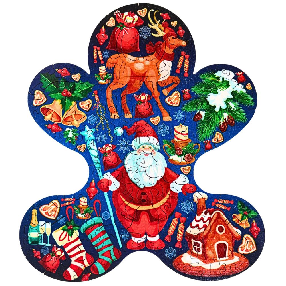 Twigg Puzzle Wooden Jigsaw 92 Pieces - Christmas Gingerbread Person