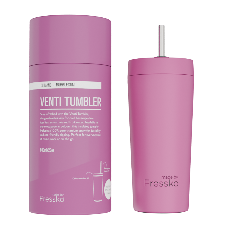 Fressko Ceramic Lined Tumbler with Titanium Straw - Venti 20oz