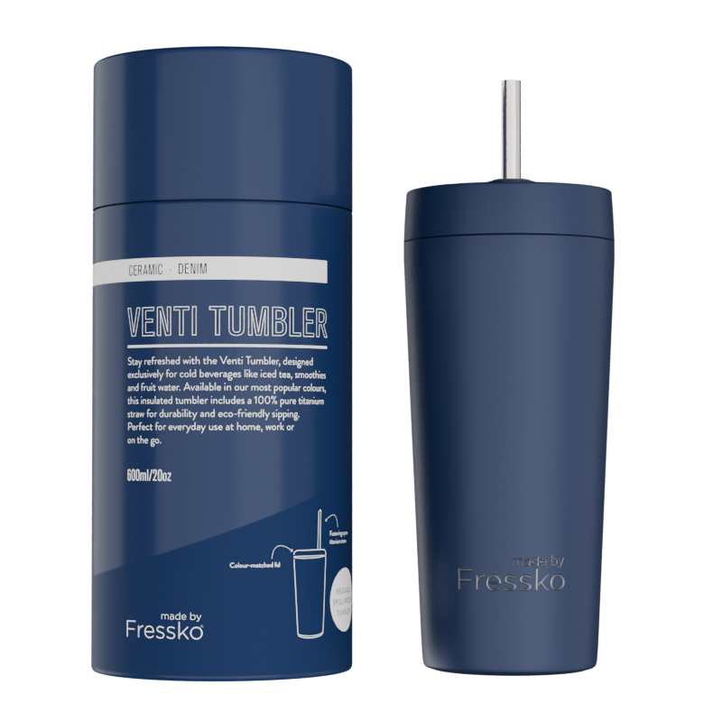 Fressko Ceramic Lined Tumbler with Titanium Straw - Venti 20oz