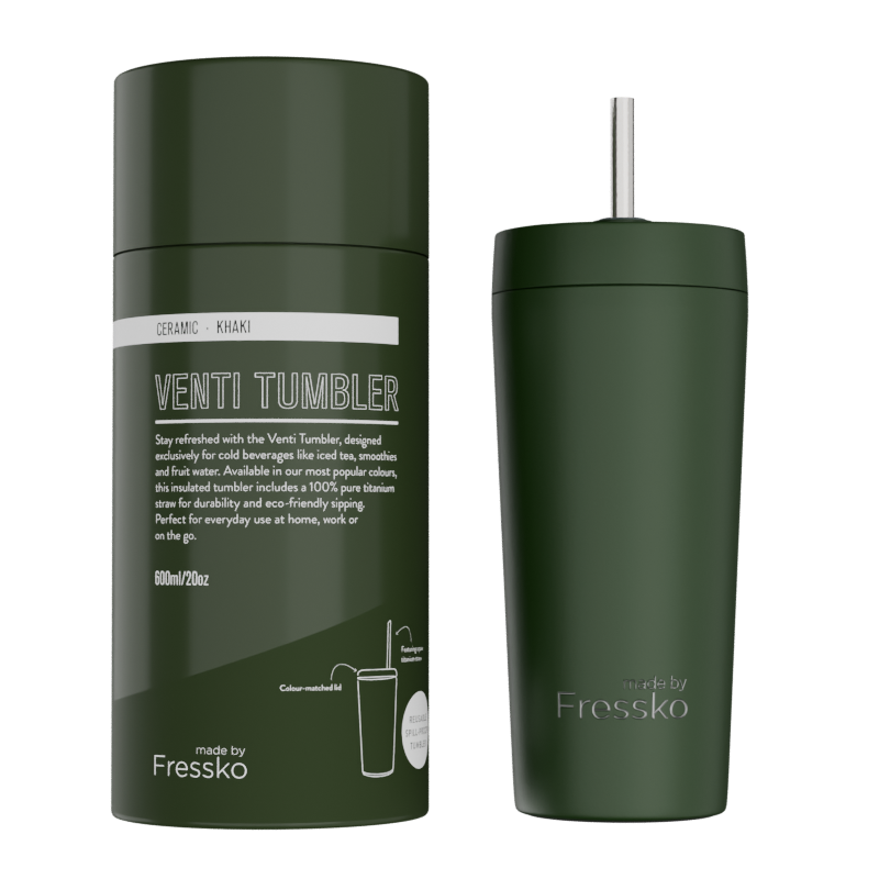 Fressko Ceramic Lined Tumbler with Titanium Straw - Venti 20oz