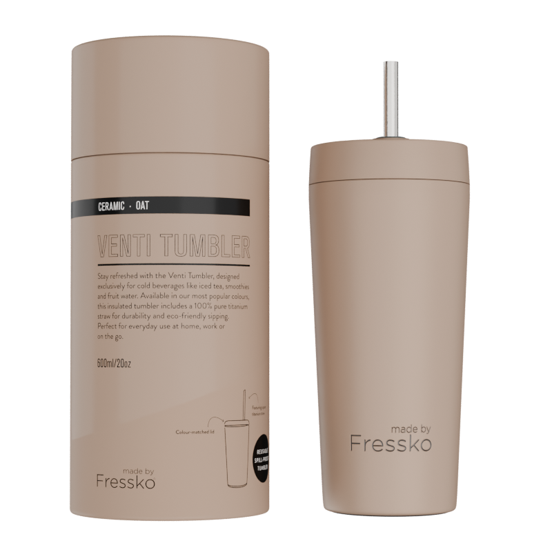 Fressko Ceramic Lined Tumbler with Titanium Straw - Venti 20oz