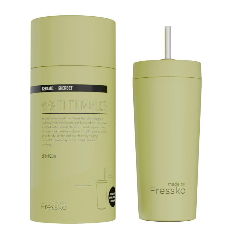 Fressko Ceramic Lined Tumbler with Titanium Straw - Venti 20oz