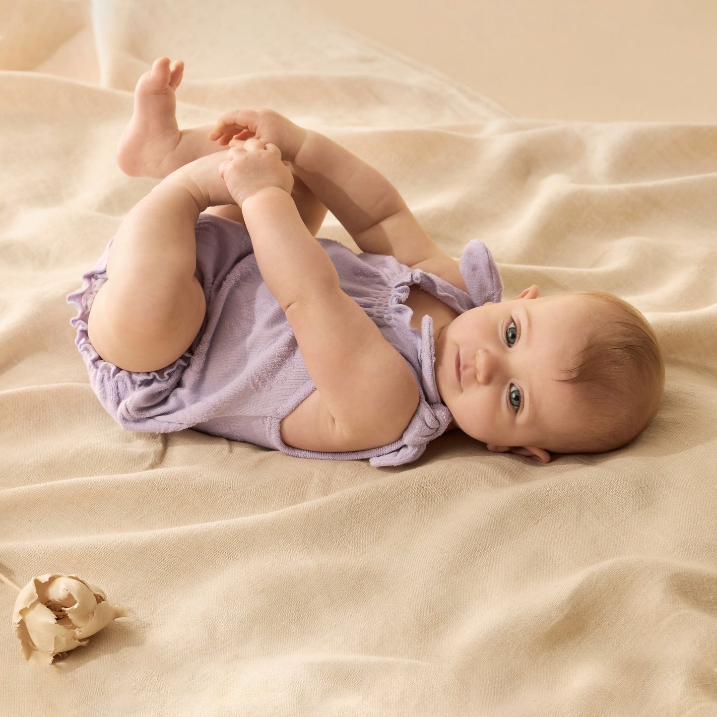 Wilson & Frenchy Organic Terry Tie Playsuit - Lavender Shells