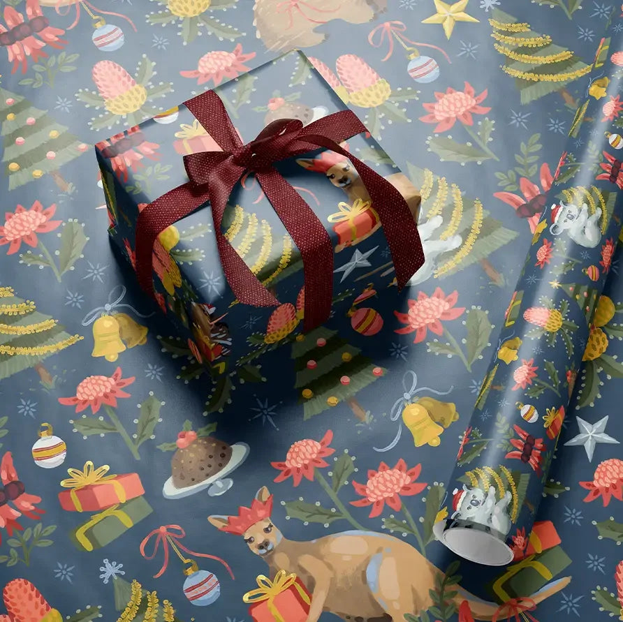 Earth Greetings Christmas Folded Wrapping Paper - Christmas Creatures