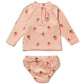 Wilson & Frenchy 2PC Cutwork Rashie Swimset - Strawberry Kisses