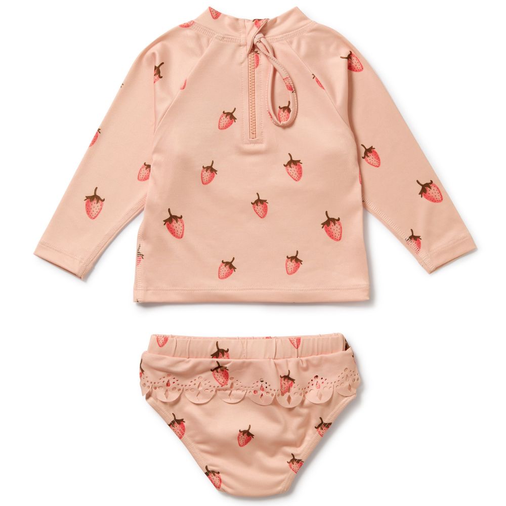 Wilson & Frenchy 2PC Cutwork Rashie Swimset - Strawberry Kisses