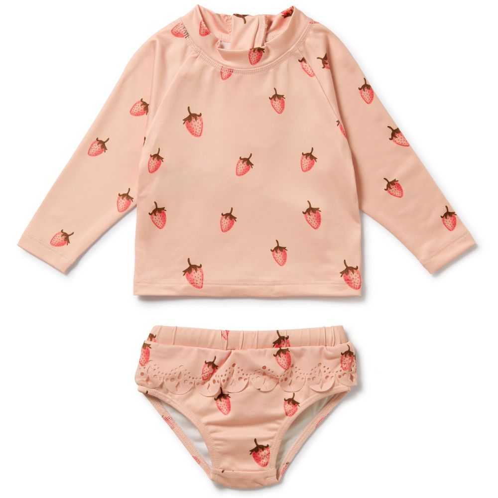 Wilson & Frenchy 2PC Cutwork Rashie Swimset - Strawberry Kisses