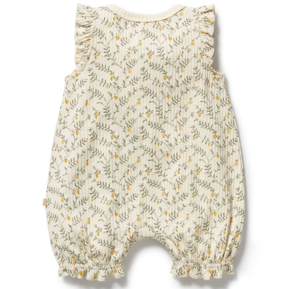 Wilson & Frenchy Organic Ruffle Zipsuit - Lemon Leaf