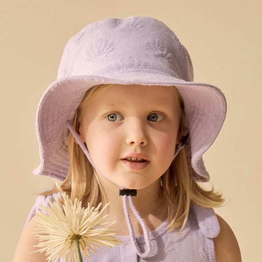 Wilson & Frenchy Organic Terry Sun Hat - Lavender Shells