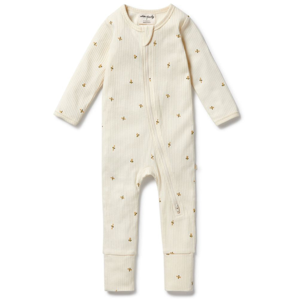 Wilson & Frenchy Organic Zipsuit with Feet - Bee Mine