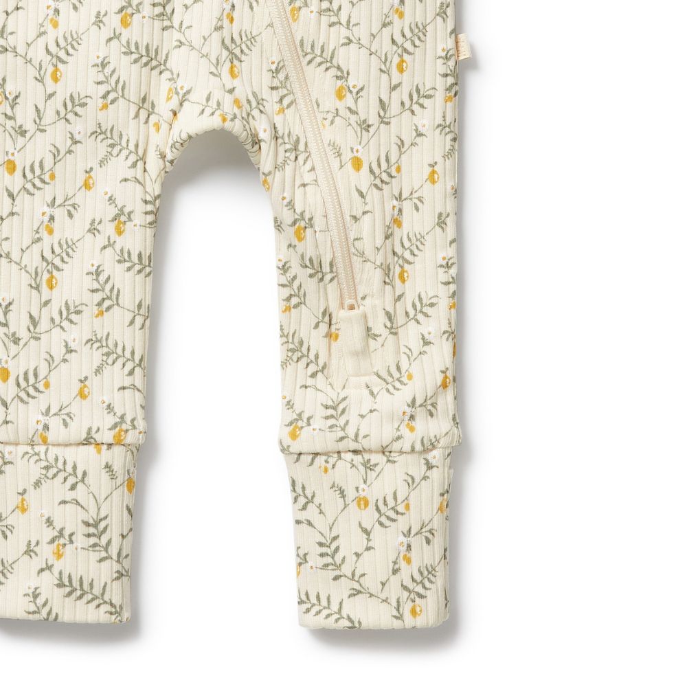 Wilson & Frenchy Organic Zipsuit with Feet - Lemon Leaf