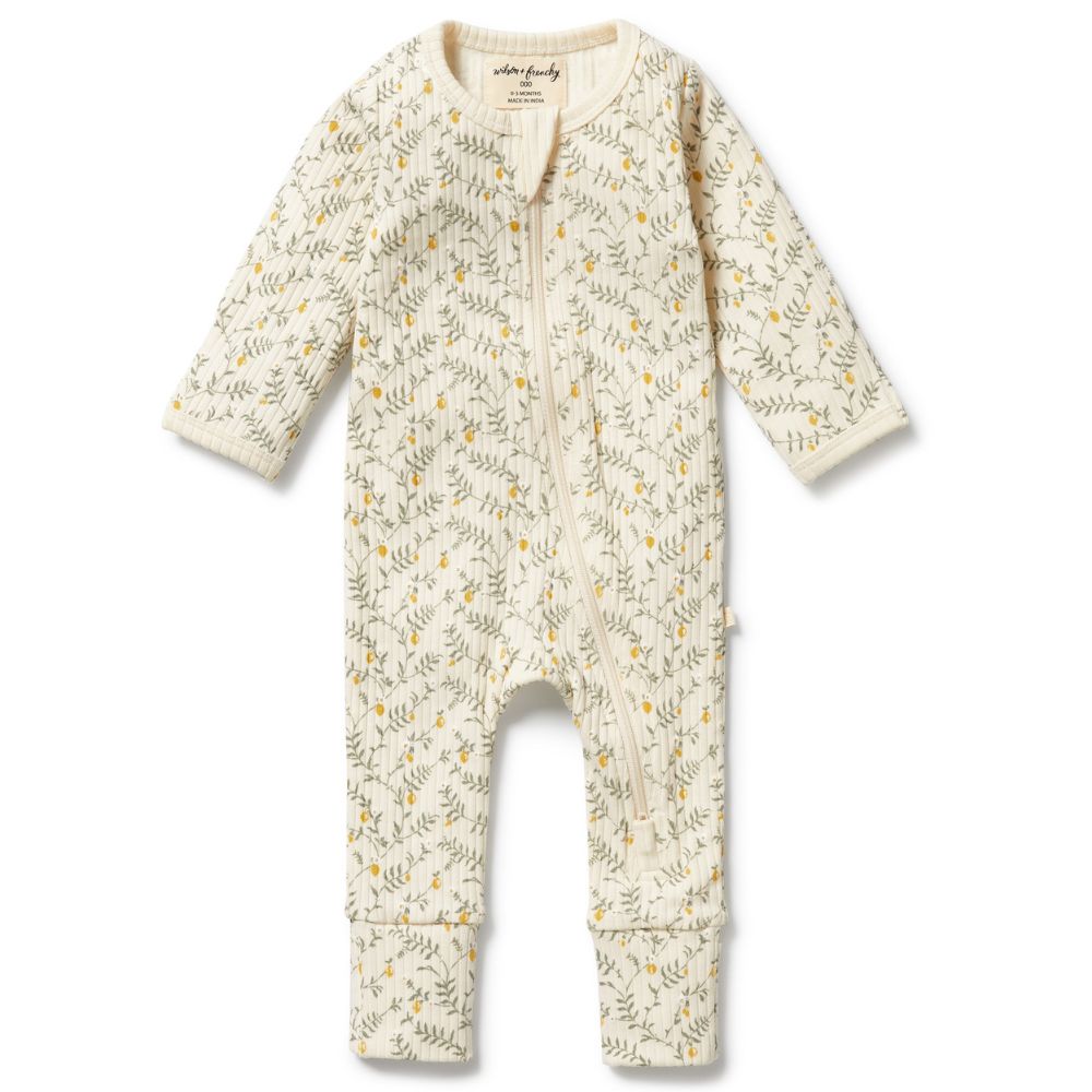 Wilson & Frenchy Organic Zipsuit with Feet - Lemon Leaf