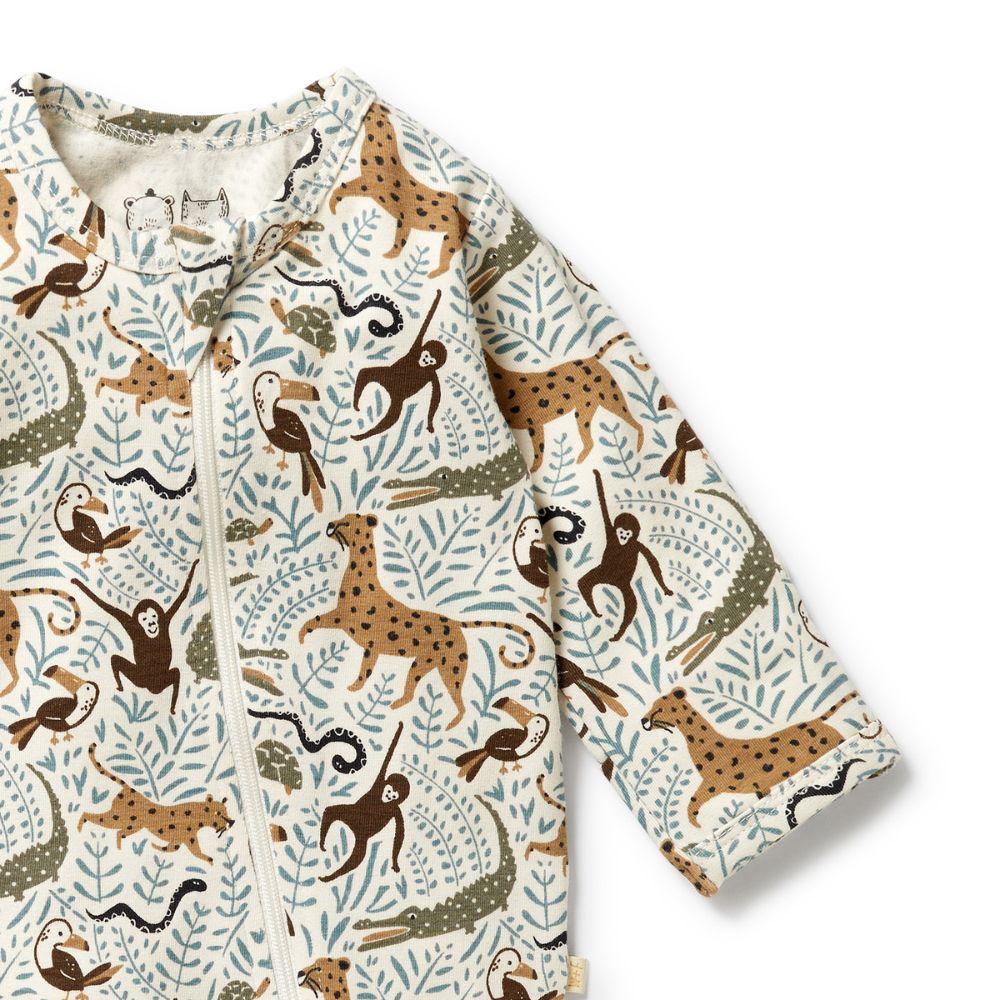 Wilson & Frenchy Organic Zipsuit with Feet - Mini Jungle