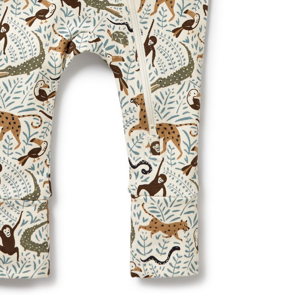 Wilson & Frenchy Organic Zipsuit with Feet - Mini Jungle