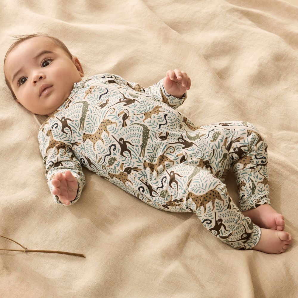 Wilson & Frenchy Organic Zipsuit with Feet - Mini Jungle