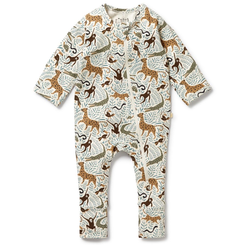 Wilson & Frenchy Organic Zipsuit with Feet - Mini Jungle