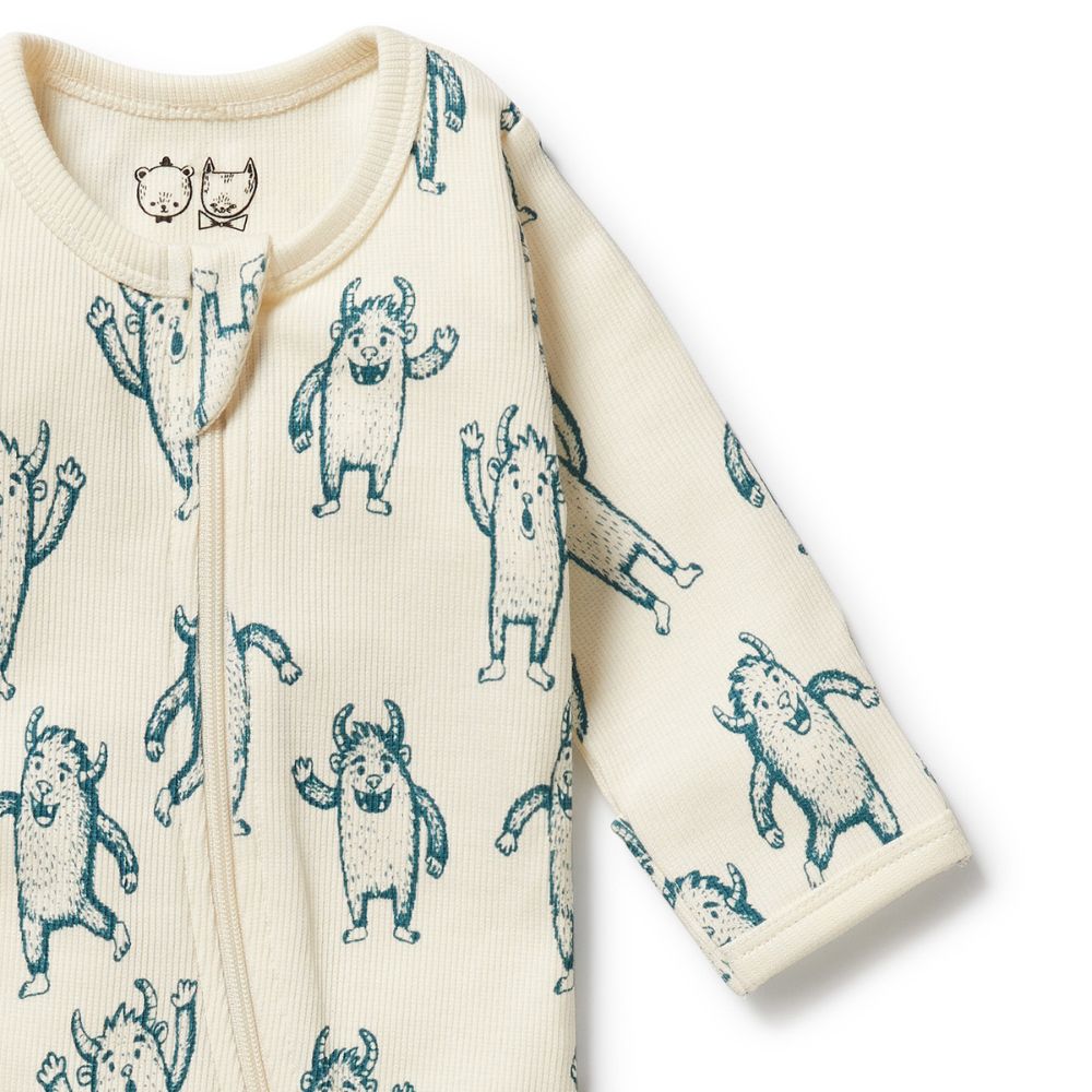 Wilson & Frenchy Organic Zipsuit with Feet - Yeti