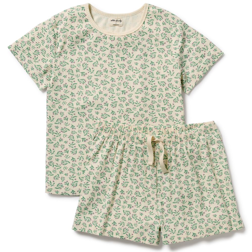 Wilson & Frenchy Organic Cotton Drop Needle Women's Pyjamas - Periwinkle