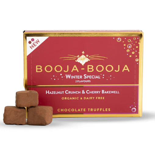 Booja-Booja Organic Vegan Truffle Hazelnut Crunch & Cherry Bakewell 82g (8 pack)
