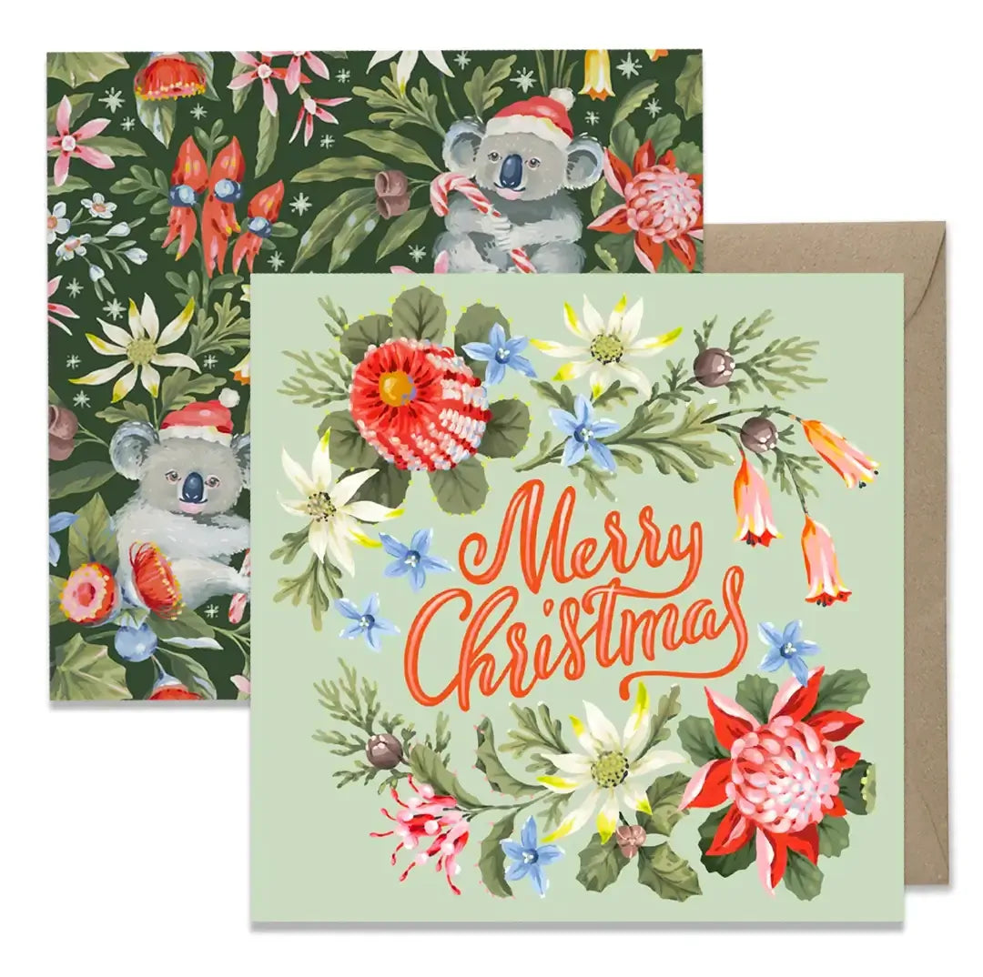 Earth Greetings Australian Christmas Card 8 Pack - Christmas Blooms