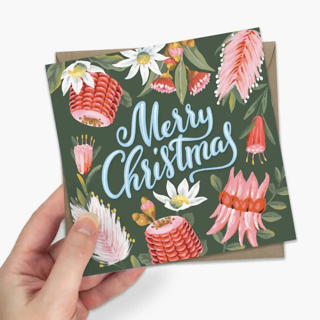 Earth Greetings Square Boxed Christmas Cards 8pk - Christmas Garland