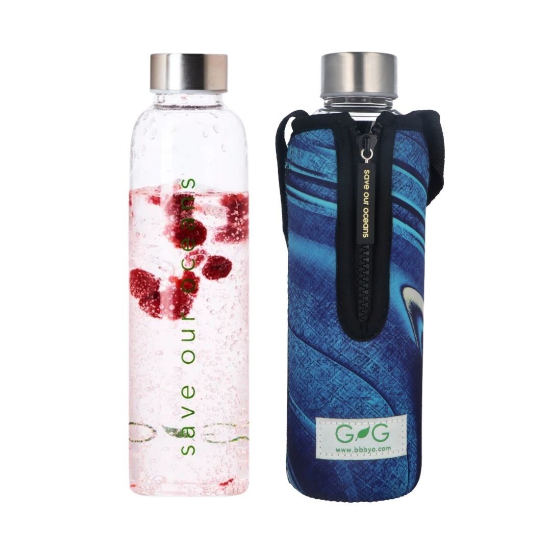 BBBYO Glass Water Bottle with Cover 570mL - Breeze