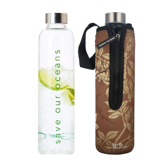 BBBYO Glass Water Bottle with Cover 750mL - Bamboo