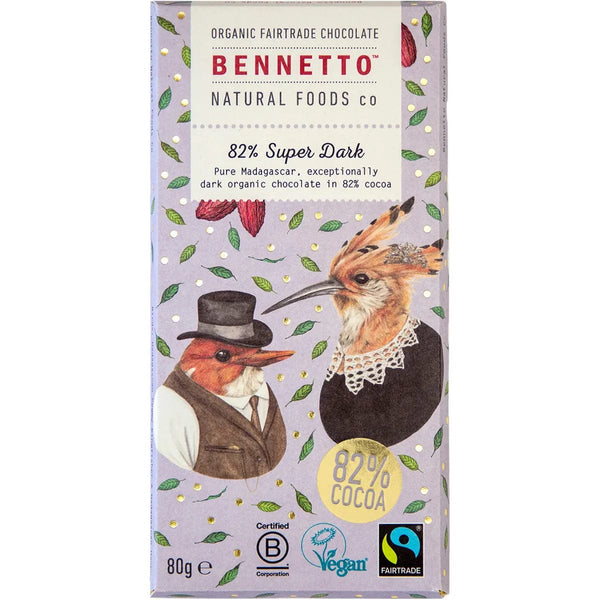 Buy Bennetto Organic Dark Chocolate 80g Super Dark Online