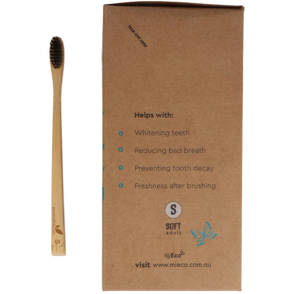 Charcoal Toothbrush Bamboo Adult - Soft Box of 12