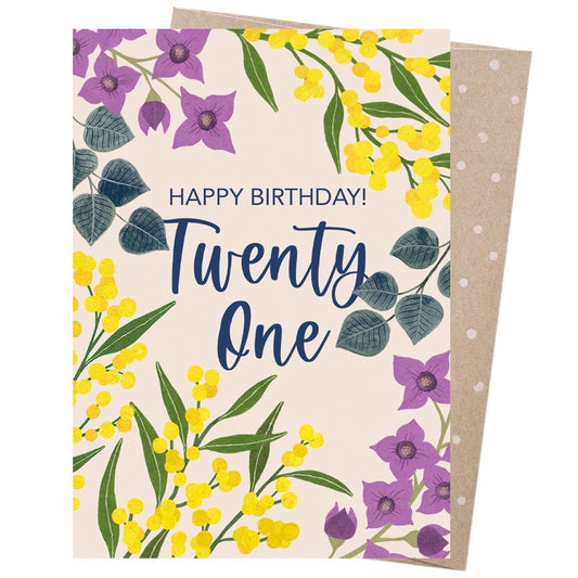 Earth Greetings Card - 21st Birthday Botanicals