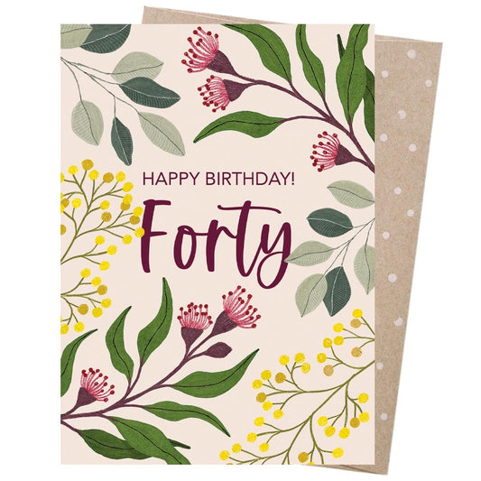 Earth Greetings Card - 40th Birthday Botanicals