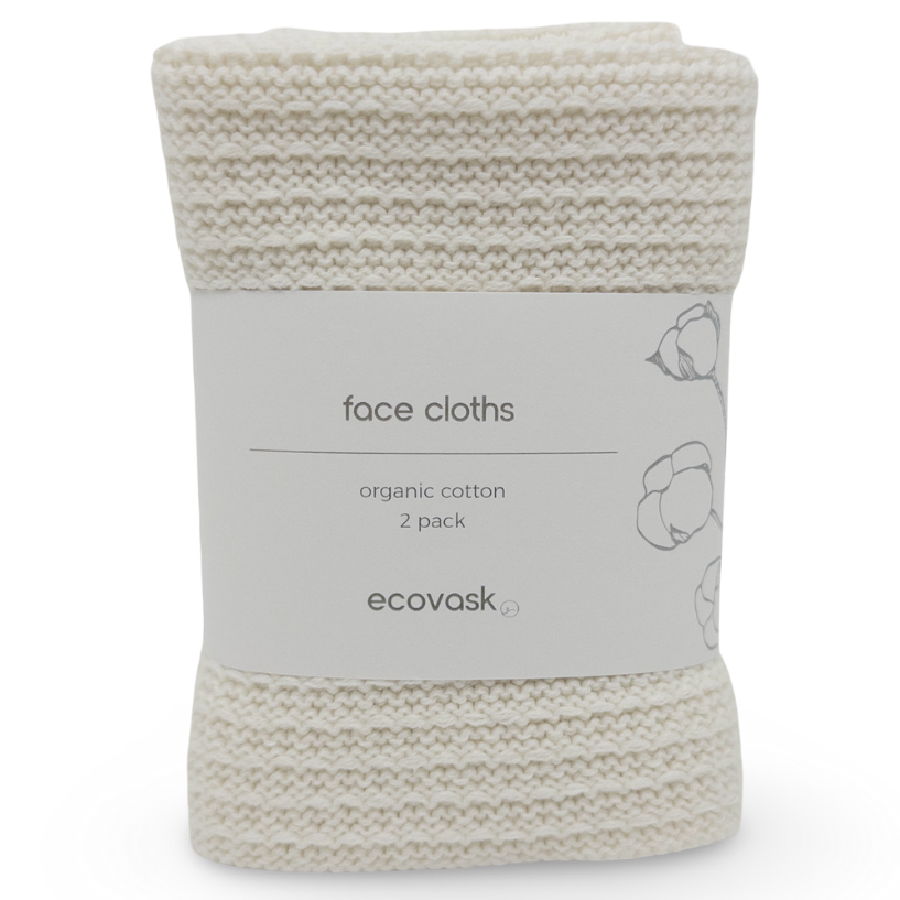 Ecovask Face Cloth 2pk Organic Cotton