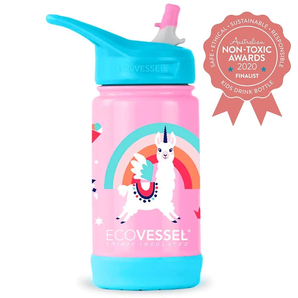 EcoVessel Frost Kids Triple Insulated Bottle with Straw 355ml Llama