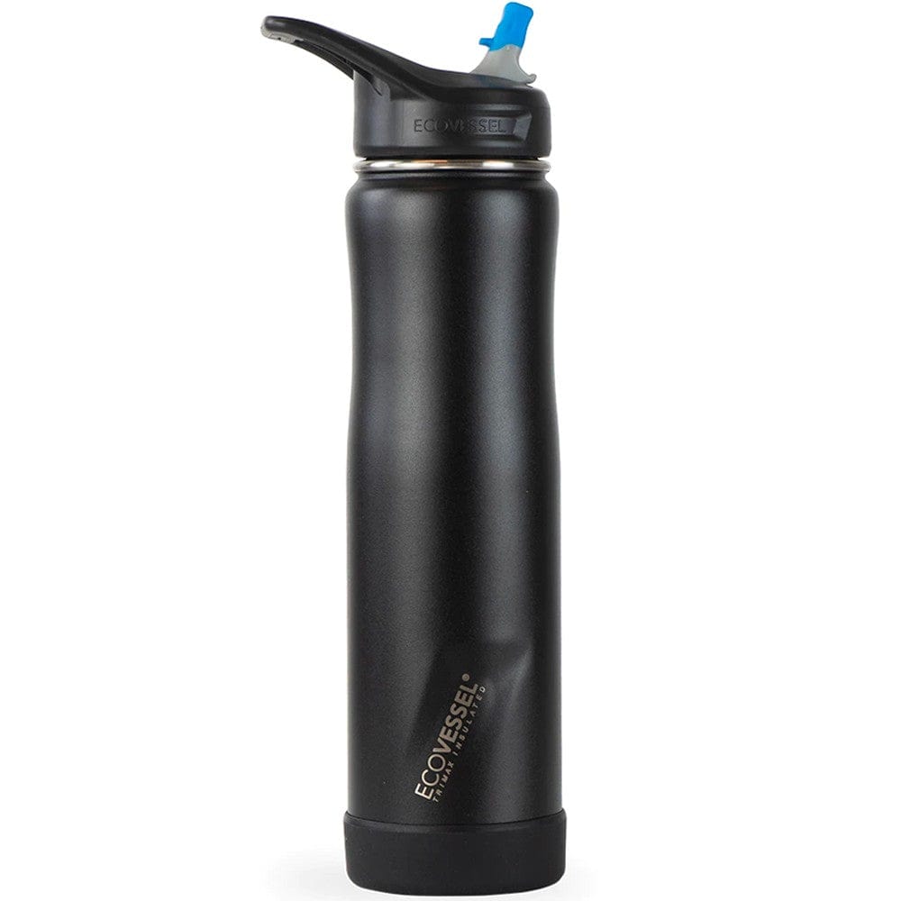 EcoVessel Summit Triple Insulated Bottle with Straw 700ml Black Shadow