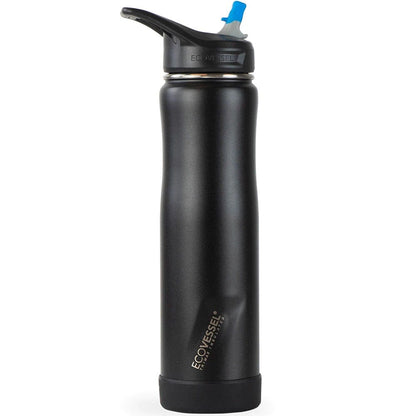 EcoVessel Summit Triple Insulated Bottle with Straw 700ml Black Shadow