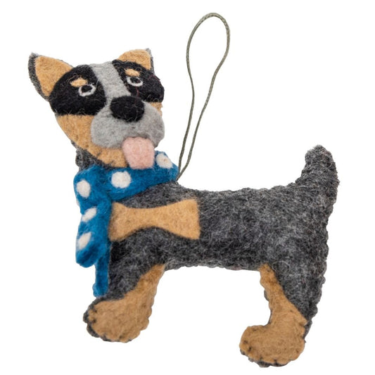 Fairtrade Felt Christmas Decoration - Cattle Dog