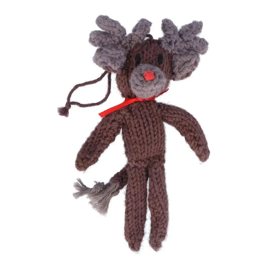 Fairtrade Hand Knitted Cotton Christmas Decoration - Reindeer