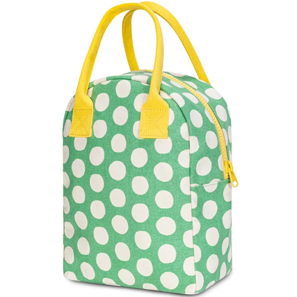 Buy Fluf Zipper Lunch Bag Green Polka Dot Online
