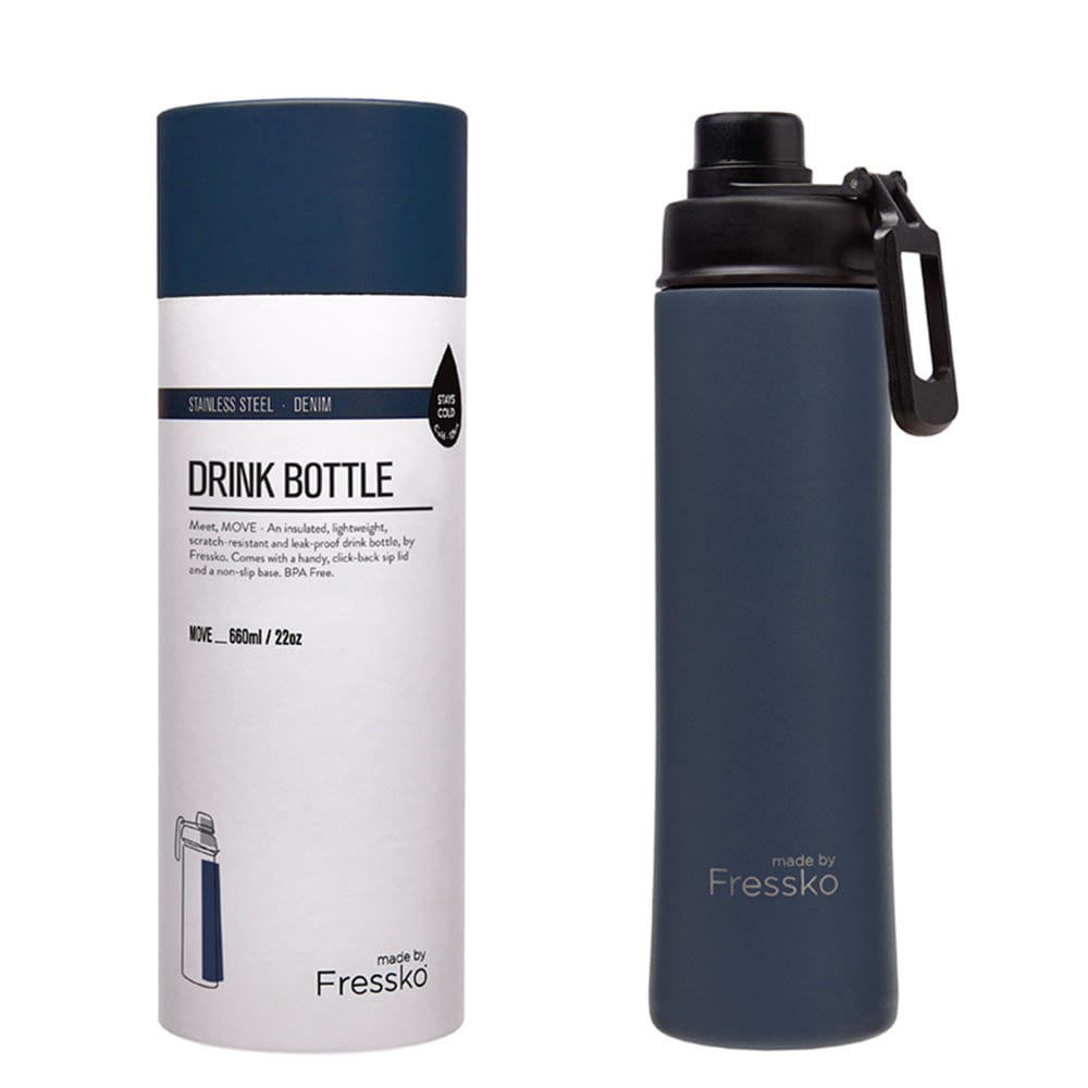 Fressko Insulated Stainless Bottle MOVE 660ml Sip Lid Denim