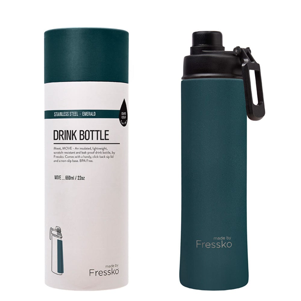 Fressko Insulated Stainless Bottle MOVE 660ml Sip Lid Emerald