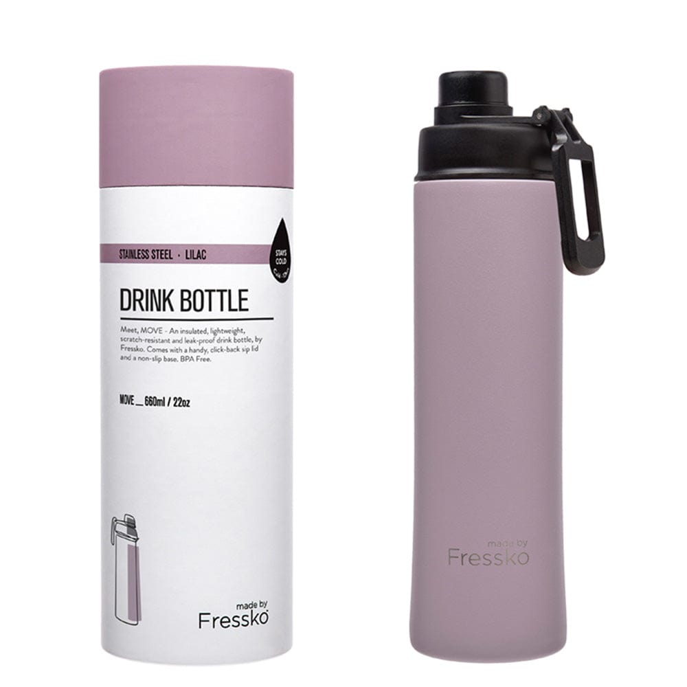 Fressko Insulated Stainless Bottle MOVE 660ml Sip Lid Lilac