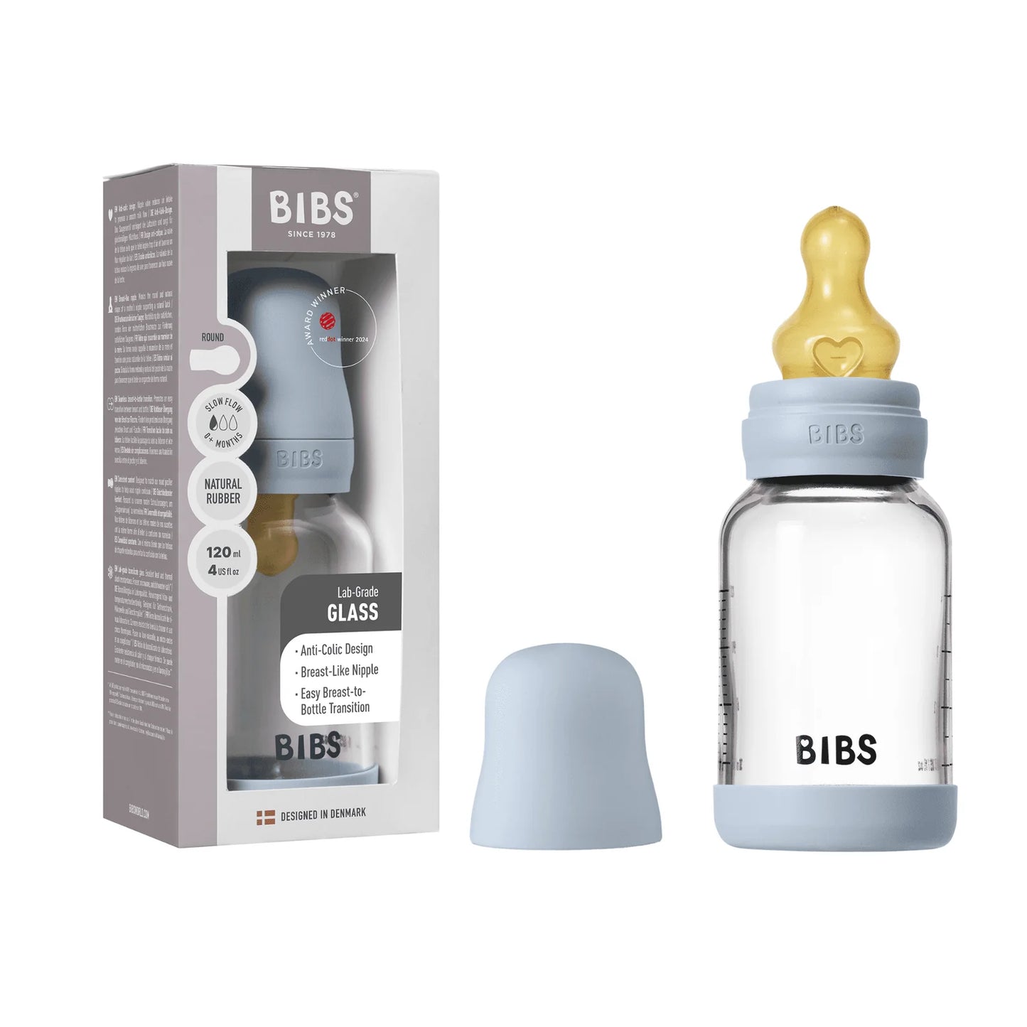 Bibs Glass Baby Bottle Complete Set 120ml - Latex