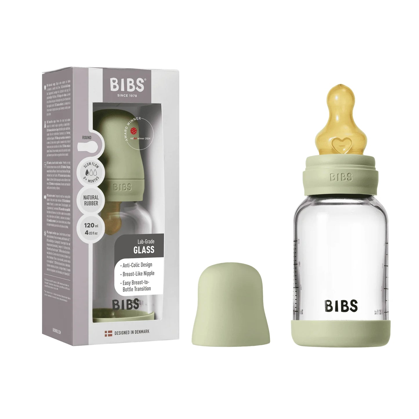 Bibs Glass Baby Bottle Complete Set 120ml - Latex