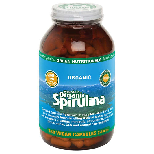Green Nutritionals Mountain Organic Spirulina Vegan Capsules (180)