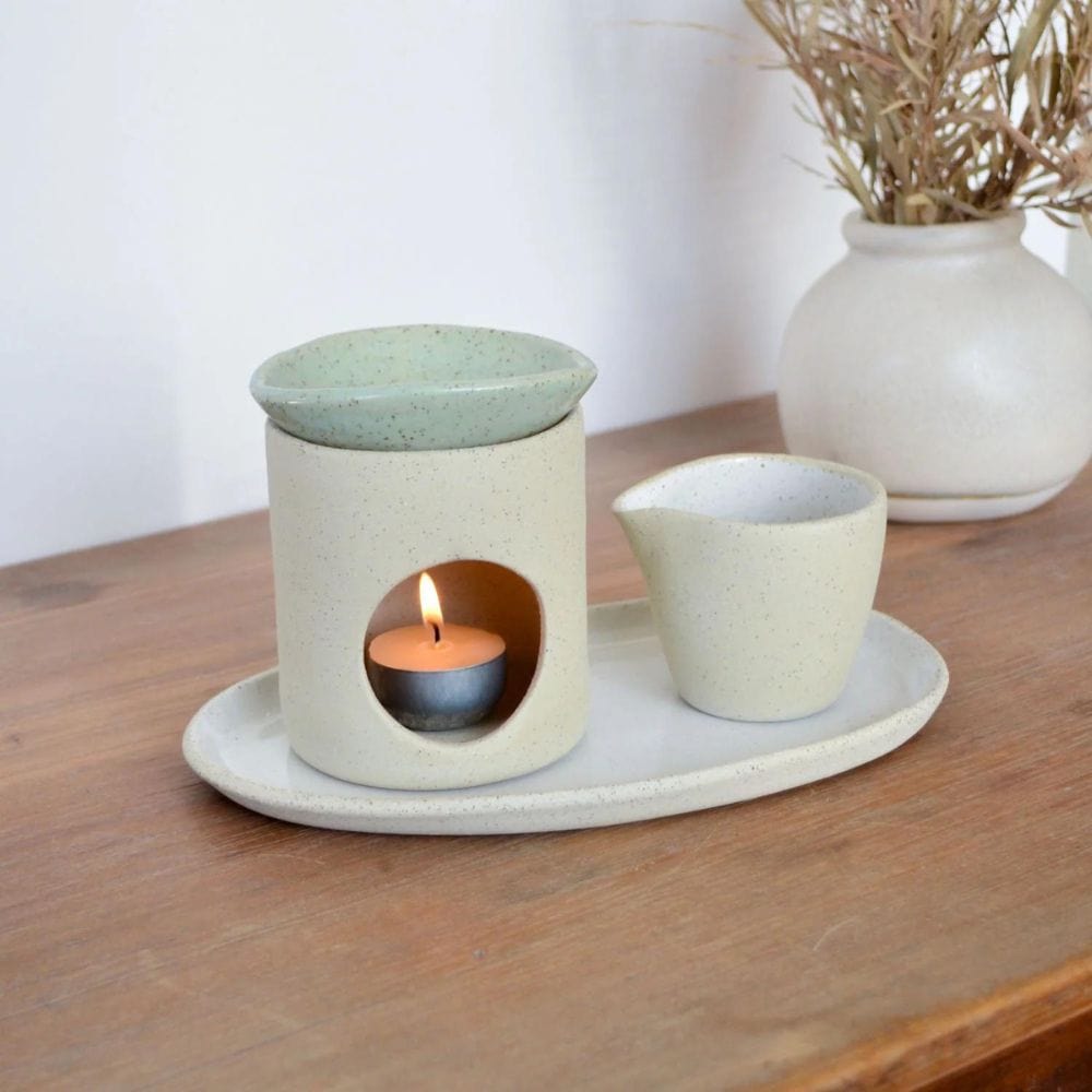 Kim Wallace Ceramics Oil Burner - Natural & Evergreen