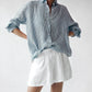Seaside Tones Linen Striped Shirt - Blue