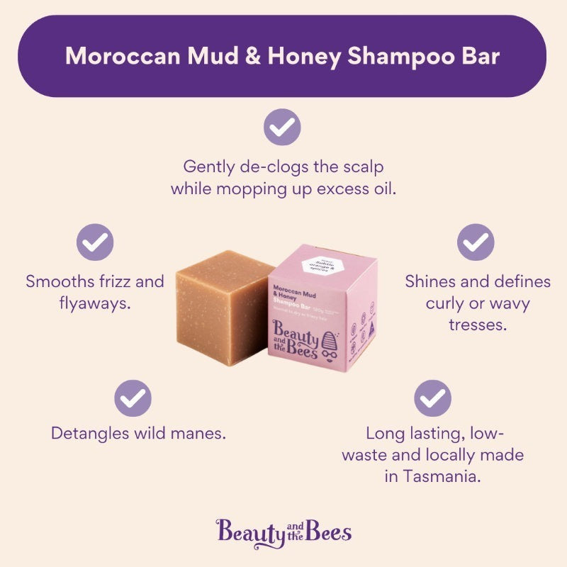 Beauty & the Bees Shampoo Bar 120g - Moroccan Mud & Honey