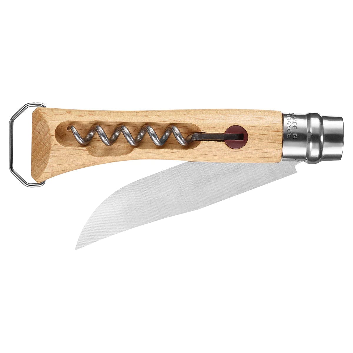 Opinel No.10 Beech Pocket Knife with Corkscrew & Bottle Opener
