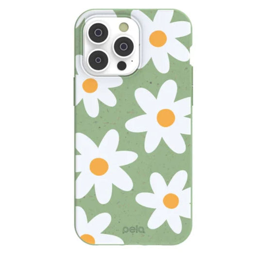 Pela Eco-Friendly Phone Case iPhone 14 Pro MAX - Sage Green Daisy
